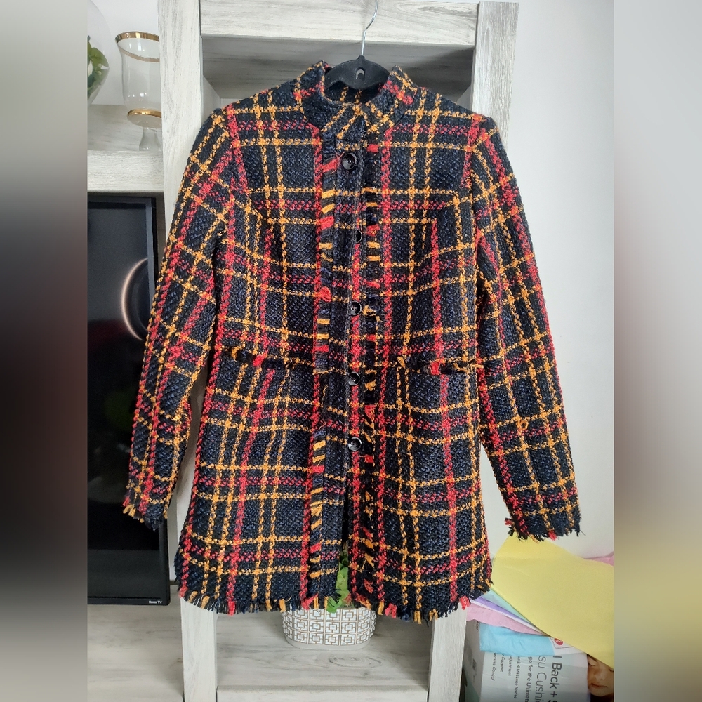 Multi-Color/Plaid Midnight Velvet Ladies Peacoat Sz Small Pit To Pit 20"